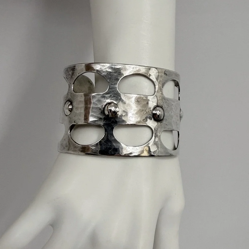 Vintage Guildcraft Hand Wrought Sterling Cuff Bracelet Modernist 50 Gram AWESOME
